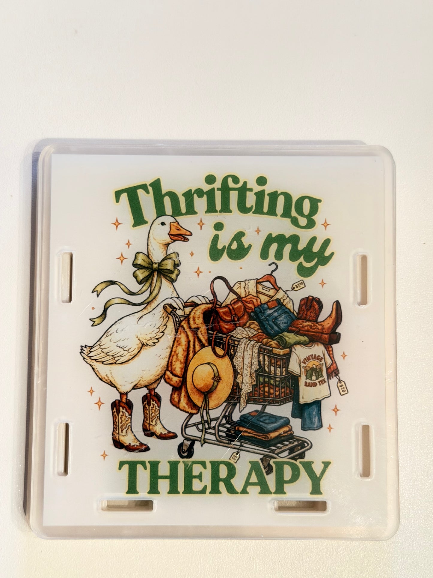 Acrylic Pen Holder-Thrifting is my Therapy