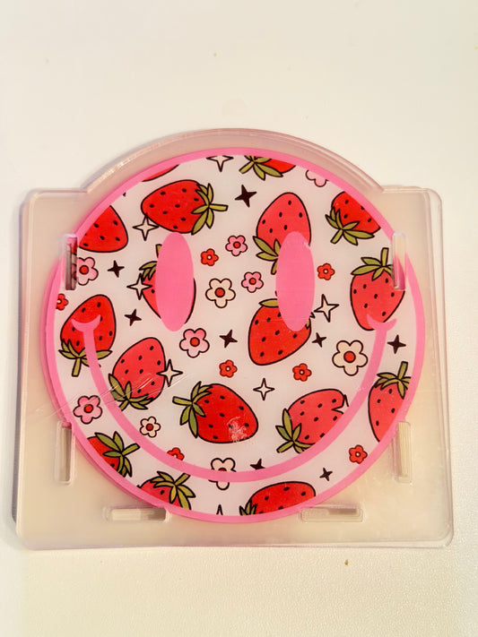 Acrylic Pen Holder- Strawberry Smiley Face